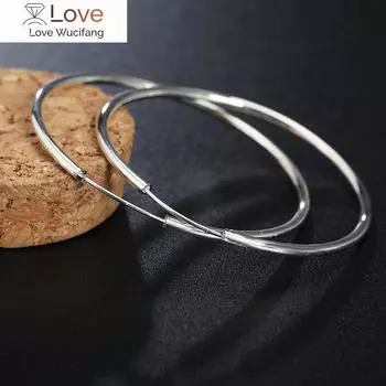 Классические серьги-кольца из стерлингового серебра 925 пробы, большие круглые, 5 см-6 см, для женщин, модные, свадебные, день рождения, подарок, ювелирные украшения