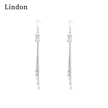 Классические серьги Lindon из медного сплава с цирконом, серьги-капли для женщин, подарки на свадьбу серебряный