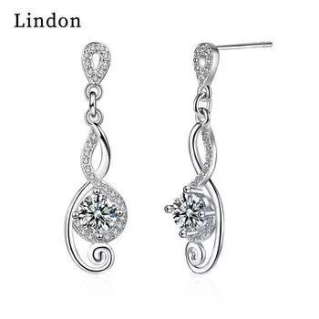 Классические серьги Lindon из медного сплава с цирконом, серьги-капли для женщин, подарки на свадьбу серебряный