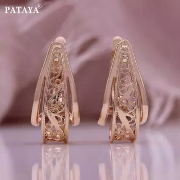 Классические серьги PATAYA, итальянское полое золото, цвет V-образного стиля