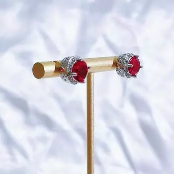 Классические серьги POMOiii с гранатом и цирконием, круглые 6*6 мм, свадебные ювелирные изделия, подарочные аксессуары для женщин 6mm красный