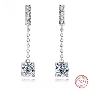 Классические серьги с муассанитом и бриллиантом цвета D, 18 карат, с покрытием из белого золота 18 карат, серьги-подвески для женщин, ювелирные изделия