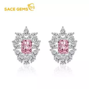 Классические серьги SACE Gem из медного сплава с цирконом, женские ювелирные изделия, свадебные обещания, подарки для вечеринок розовый