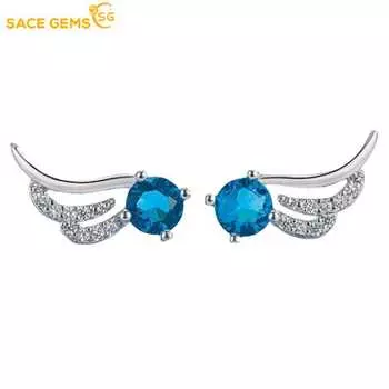 Классические серьги SACE GEMS из медного сплава с цирконами «Крылья ангела» для женщин, подарки на свадьбу белый