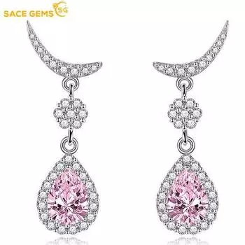 Классические серьги SACE GEMS из медного сплава с цирконом, женские ювелирные изделия, свадебный подарок для вечеринки розовый