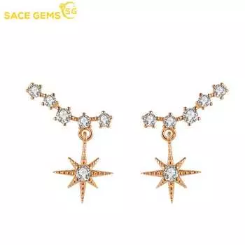 Классические серьги SACE GEMS с вспышкой и звездами из медного сплава с цирконием для женщин, подарки на свадьбу золотой