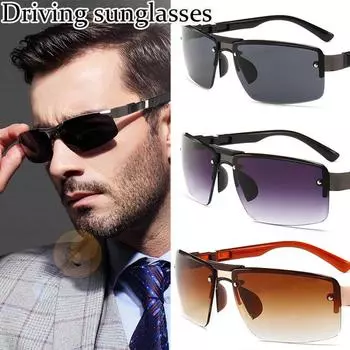 Классические солнцезащитные очки в полурамке с градиентом для мужчин и женщин, модные ретро-прямоугольные солнцезащитные очки для вождения, уличные очки UV400 серый