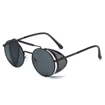 Классические солнцезащитные очки в стиле панк, круглые солнцезащитные очки в стиле ретро One Size чёрный