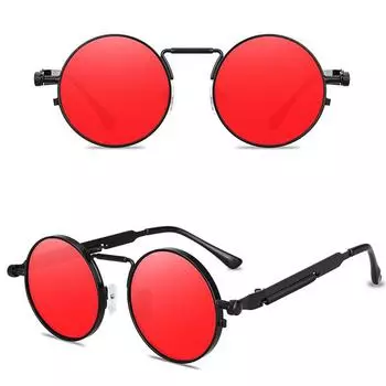 Классические солнцезащитные очки в стиле панк, женские антибликовые зеркальные круглые металлические солнцезащитные очки, винтажные мужские очки UV400 серебряный