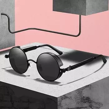 Классические солнцезащитные очки в стиле стимпанк, круглые солнцезащитные очки в стиле ретро, готики, модные очки для вождения в стиле панк-вечеринки