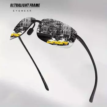 Классические спортивные солнцезащитные очки без оправы для мужчин и женщин для вождения гольфа, прямоугольная сверхлегкая оправа, модные очки для велоспорта и вождения чёрный