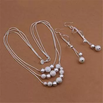 Классические стерлингового серебра 925 пробы, элегантные бусы с бахромой, ожерелье, серьги, комплекты ювелирных изделий для женщин, модные вечерние, рождественские подарки