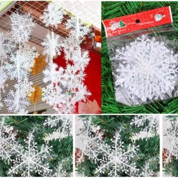 Классические свадебные принадлежности Пластиковые снежинки Украшения для рождественской елки Подвесные украшения Рождественский декор 15pcs-22cm