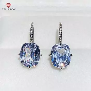 Классические свадебные серьги Bella Box для женщин, простые висячие серьги с большим кристаллом циркона, блестящие свадебные украшения для свадьбы