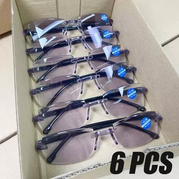 Классические сверхлегкие очки для чтения без оправы для мужчин и женщин, блокирующие синий свет, увеличительные очки, винтажные очки для пресбиопии 0