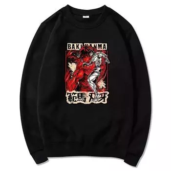 Классические толстовки с капюшоном в стиле аниме Baki Hanma, зимние топы в стиле манга, крутая толстовка унисекс с круглым вырезом, весна/осень, толстовка унисекс, Harajuku Sudaderas L