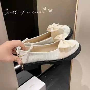 Классические туфли Мэри Джейн в стиле ретро Kawaii Bowknot, женские милые туфли на платформе с круглым носком в стиле Лолиты, повседневные модные туфли 2024 года, женские туфли-лодочки 35 бежевый