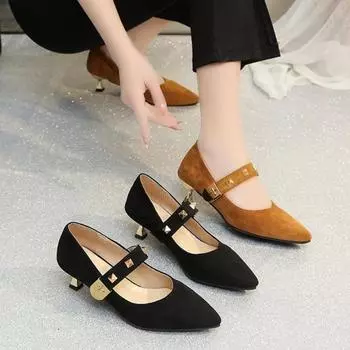 Классические туфли, модный и минималистичный стиль, женские туфли на высоком каблуке, праздничная одежда, женская обувь, черный цвет 35