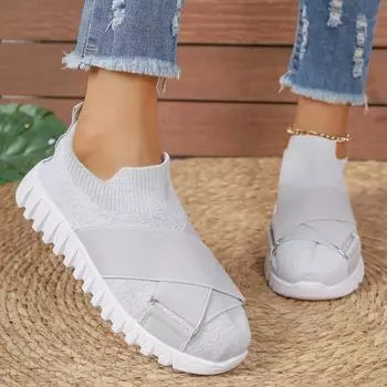 Классические туфли на плоской подошве для женщин Летние пляжные сетчатые туфли без застежек с круглым носком Женская повседневная обувь с лоскутным узором и цветочным принтом Большие размеры 36 бежевый