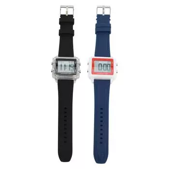 Классические унисекс электронные светодиодные часы простой хронограф дата 50м водонепроницаемый прямоугольный спортивный цифра Clear Case Black
