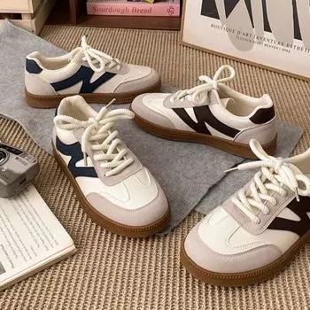 Классические универсальные белые туфли на платформе в стиле ретро для женщин 2025 года, новые весенние и осенние туфли для увеличения роста, повседневные спортивные туфли для сноуборда 35 коричневый