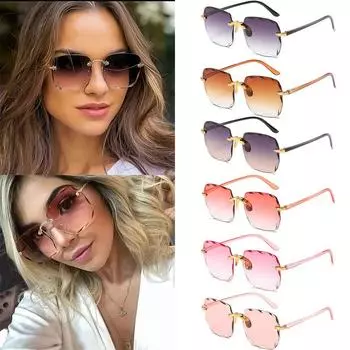 Классические Высококачественные Квадратные Женские Градиентные Модные Ретро Горячие Продажи Oculos Mirror Популярные Винтажные Солнцезащитные Очки Безрамные Женские Оправы красный