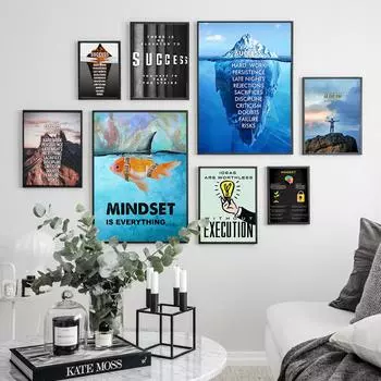 Классические вдохновляющие цитаты «Айсберг успеха», холст, картины, постеры и принты, настенные художественные картины для декора гостиной 21x30cm No Framed