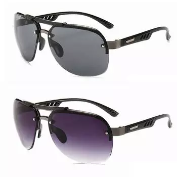 Классические винтажные овальные солнцезащитные очки для мужчин, для вождения, рыбалки, пилотные солнцезащитные очки, модные линзы, без оправы, неполяризованные солнцезащитные очки style1 серый