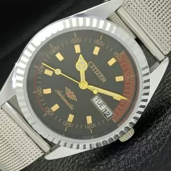 КЛАССИЧЕСКИЕ ЯПОНСКИЕ МУЖСКИЕ АВТОМАТИЧЕСКИЕ ВОССТАНОВЛЕННЫЕ ЧАСЫ CITIZEN 8200 С ЧЕРНЫМ ЦИФЕРБЛАТОМ a426238-2 RL620c-a426238