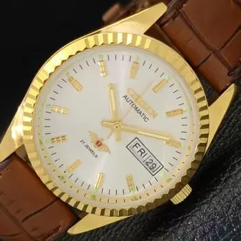 КЛАССИЧЕСКИЕ ЯПОНСКИЕ МУЖСКИЕ АВТОМАТИЧЕСКИЕ ВОССТАНОВЛЕННЫЕ ЧАСЫ CITIZEN СЕРЕБРИСТЫЙ ЦИФЕРБЛАТ a426140-2 RL-a426140