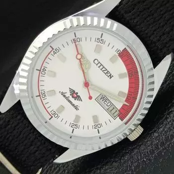 КЛАССИЧЕСКИЕ ЯПОНСКИЕ МУЖСКИЕ АВТОМАТИЧЕСКИЕ ВОССТАНОВЛЕННЫЕ ЧАСЫ CITIZEN 8200 С БЕЛЫМ ЦИФЕРБЛАТОМ a426218-2 RL620c-a426218