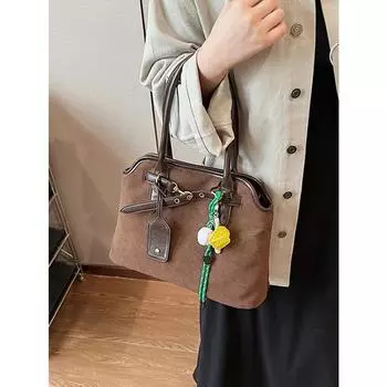 Классические замшевые сумки через плечо для женщин, осень-зима, винтажные сумки большой вместимости, новые женские матовые сумки-тоут