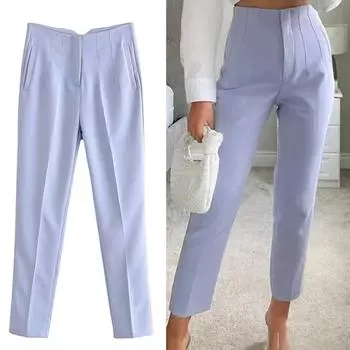 Классические женские брюки-карандаш, весенние, базовые, однотонные, с высокой талией, прямые, женские, повседневные, облегающие, длиной до щиколотки, брюки XS светло-зеленый