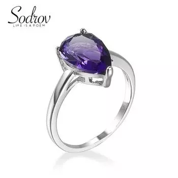 Классические женские кольца SODROV с фиолетовым цирконом 6