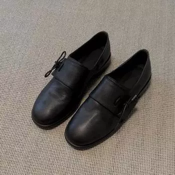 Классические женские кожаные туфли в стиле ретро с заостренной пряжкой, деловые, офисные, свадебные, мягкие и удобные женские туфли 35 чёрный