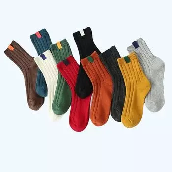 Классические женские носки, 200 игл, хлопковые вязаные носки в рубчик, однотонные, 10 видов, 4 сезона, базовые повседневные женские носки, новинка 2023 года, носки One Size 23-25 cm белый