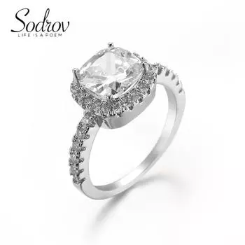 Классические женские обручальные кольца с прозрачным цирконом SODROV