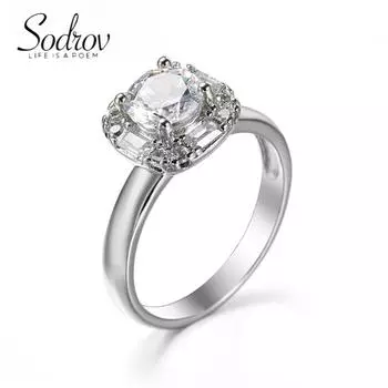 Классические женские обручальные кольца SODROV с прозрачным цирконием 6 белый
