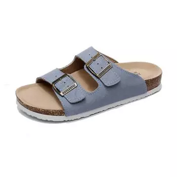 Классические женские сандалии из пробковой кожи без застежек, пляжные тапочки, роскошный брендовый дизайн, плоская обувь 35