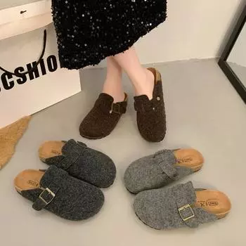 Классические женские тапочки из пробковой замши, уличные противоскользящие мюли из пробки, новые туфли-сабо с поддержкой свода стопы, сандалии, женские шлепанцы 35