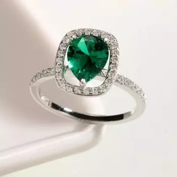 Классические женские украшения для помолвки, высококачественные зеленые кольца с каплями воды и нано-изумрудом 5 зелёный