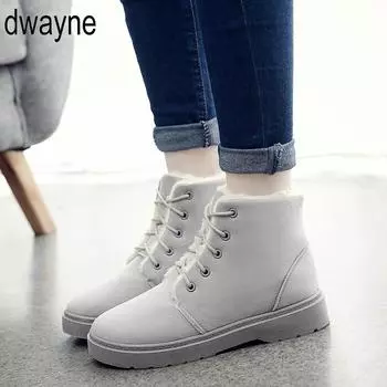 Классические женские зимние ботинки, ботильоны, женские теплые плюшевые стельки, высокие ботинки Mujer на шнуровке njm89 35 бежевый