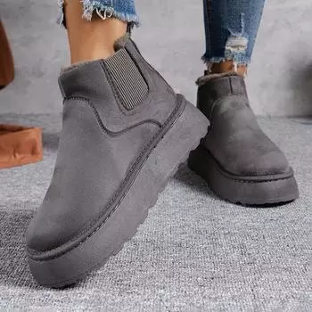 Классические женские зимние ботинки Fluff на толстой подошве, удобные теплые ботильоны, женские зимние ботинки Chunky Botas Mujer Q320 37