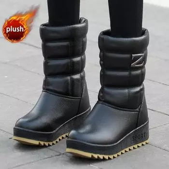 Классические женские зимние ботинки, непромокаемая хлопковая обувь, женские высокие зимние ботинки, женская теплая меховая плюшевая стелька, высокое качество, Botas Mujer 41 красно-коричневый