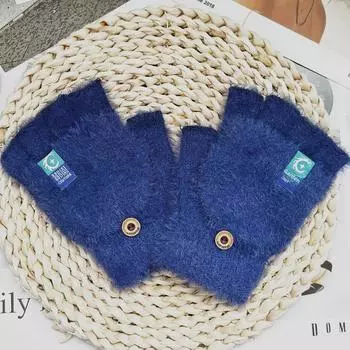 Классические зимние перчатки с откидной крышкой на полпальца: Теплый плюш для верховой езды и письма осенью и зимой Half finger розовый