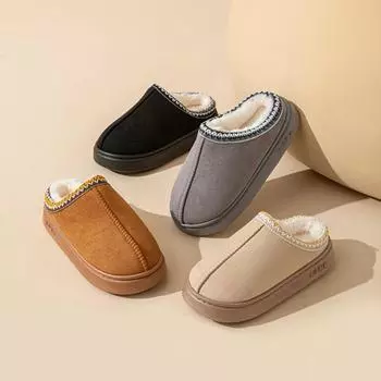 Классические зимние женские тапочки, теплые мюли из искусственного меха, женские пушистые замшевые удобные тапочки для дома и улицы, потертые тапочки-сабо 36-37 серый