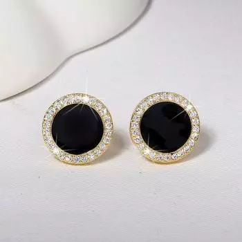 Классические золотые украшения 14 карат, серьги-гвоздики с черным обсидианом для женщин Aros Mujer Oreja Orecchini, золотые серьги 14 карат, ювелирные изделия с черным топазом