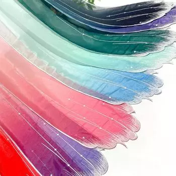 Классический 16,5 см x 25 см в китайском стиле с градиентным цветом, напечатанный шифон, вышитая нашивка, сделай сам, рубашки ханьфу, кукольная ткань 16.5cmx25cm