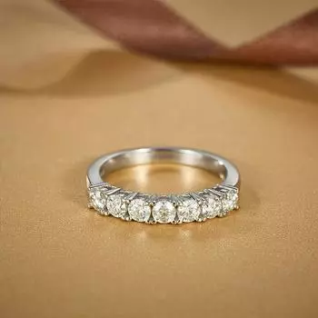 Классический 18-каратный муассанит VVS D с платиновым покрытием 7*0,1 карата Ice Out из стерлингового серебра 925 пробы, обручальное кольцо Eternity, штабелируемое кольцо 7 белый