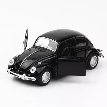 Классический 1967 Volkswagen VW Classic Beetle Bug, винтажный масштаб 1/36, литой под давлением металл, модель автомобиля с откидной спинкой, игрушка для подарка/детей 1/36-size: 12*5*5cm чёрный